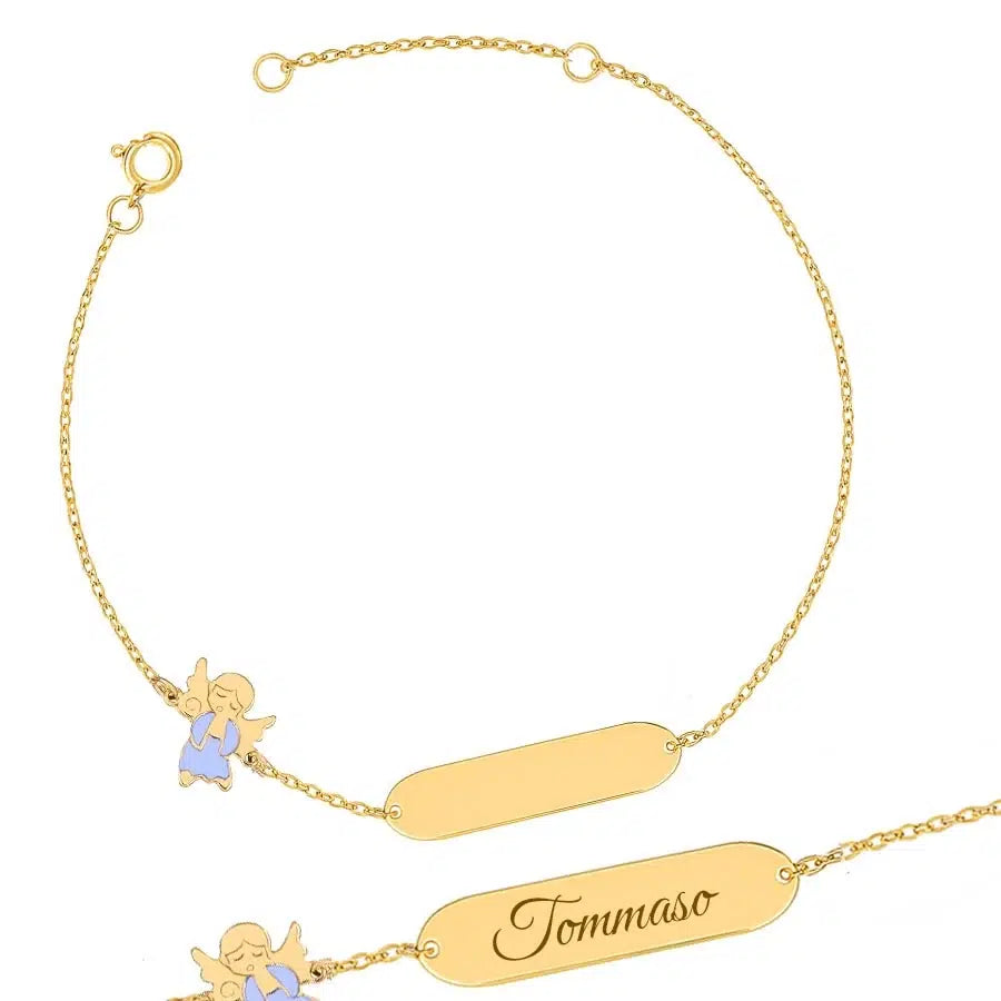 Bracciale da Bambino in Oro con Angioletto Azzurro