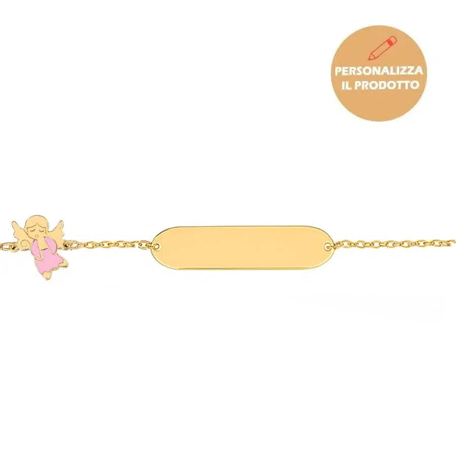 Bracciale da Bambina in Oro con Angioletto Rosa