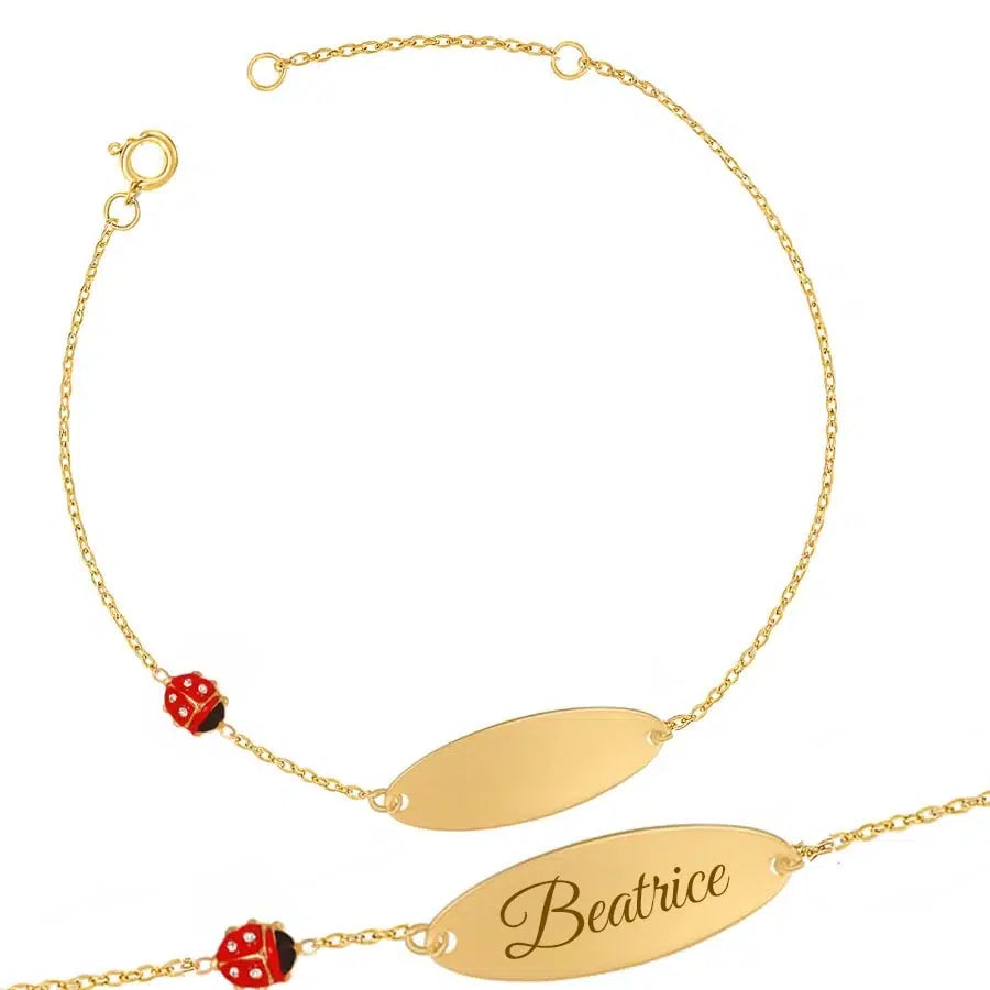 Bracciale da Bambina in Oro Coccinella Smaltata con Zirconi