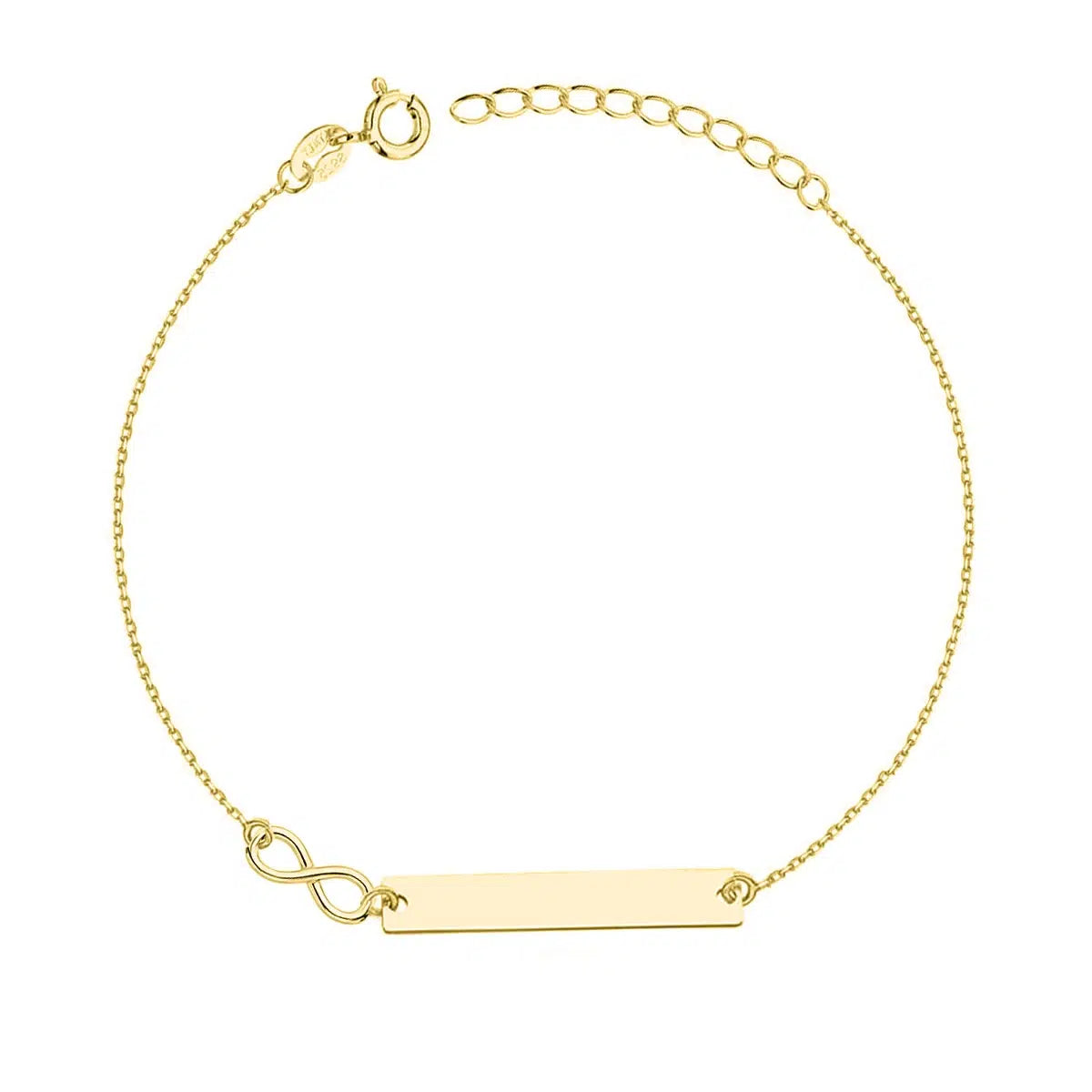 Pulsera en Plata para Mujer con Placa e Infinito