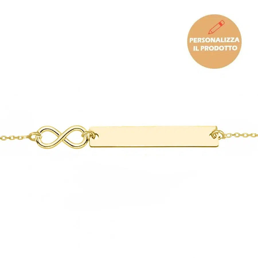 Pulsera en Plata para Mujer con Placa e Infinito