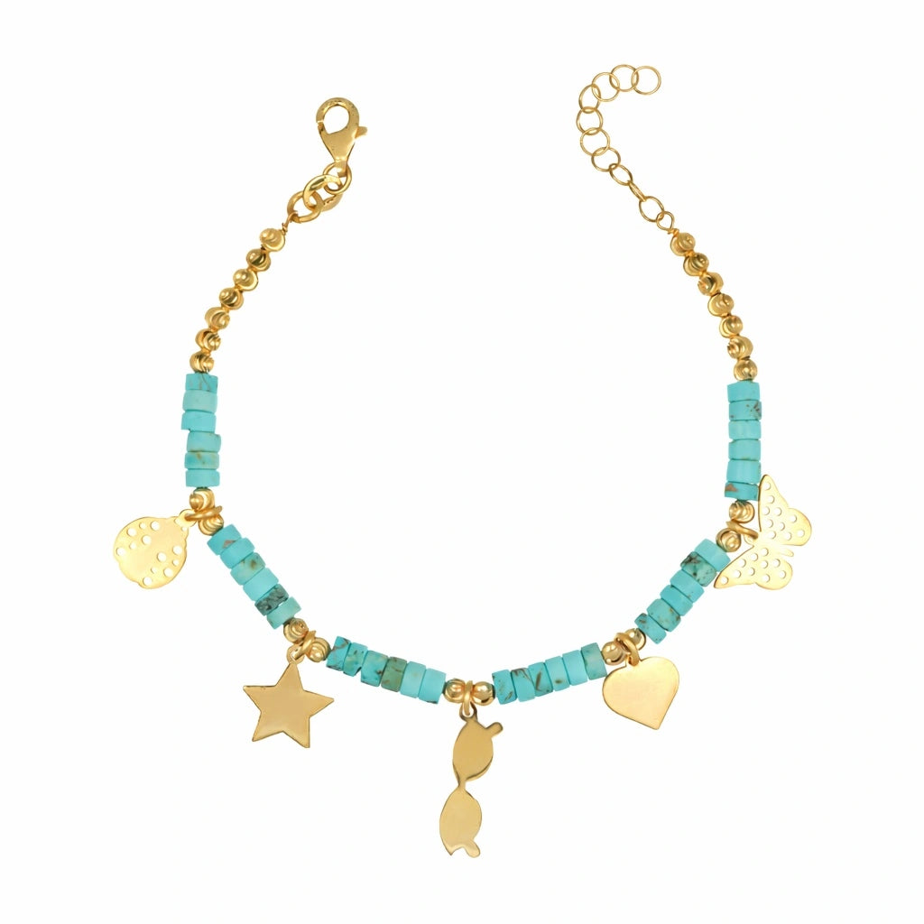 Bracciale Fantasia Anellini in Turchese