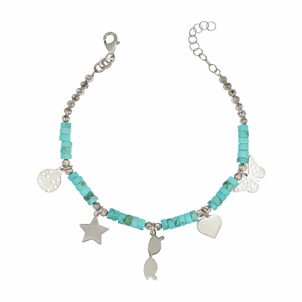 Bracciale Fantasia Anellini in Turchese