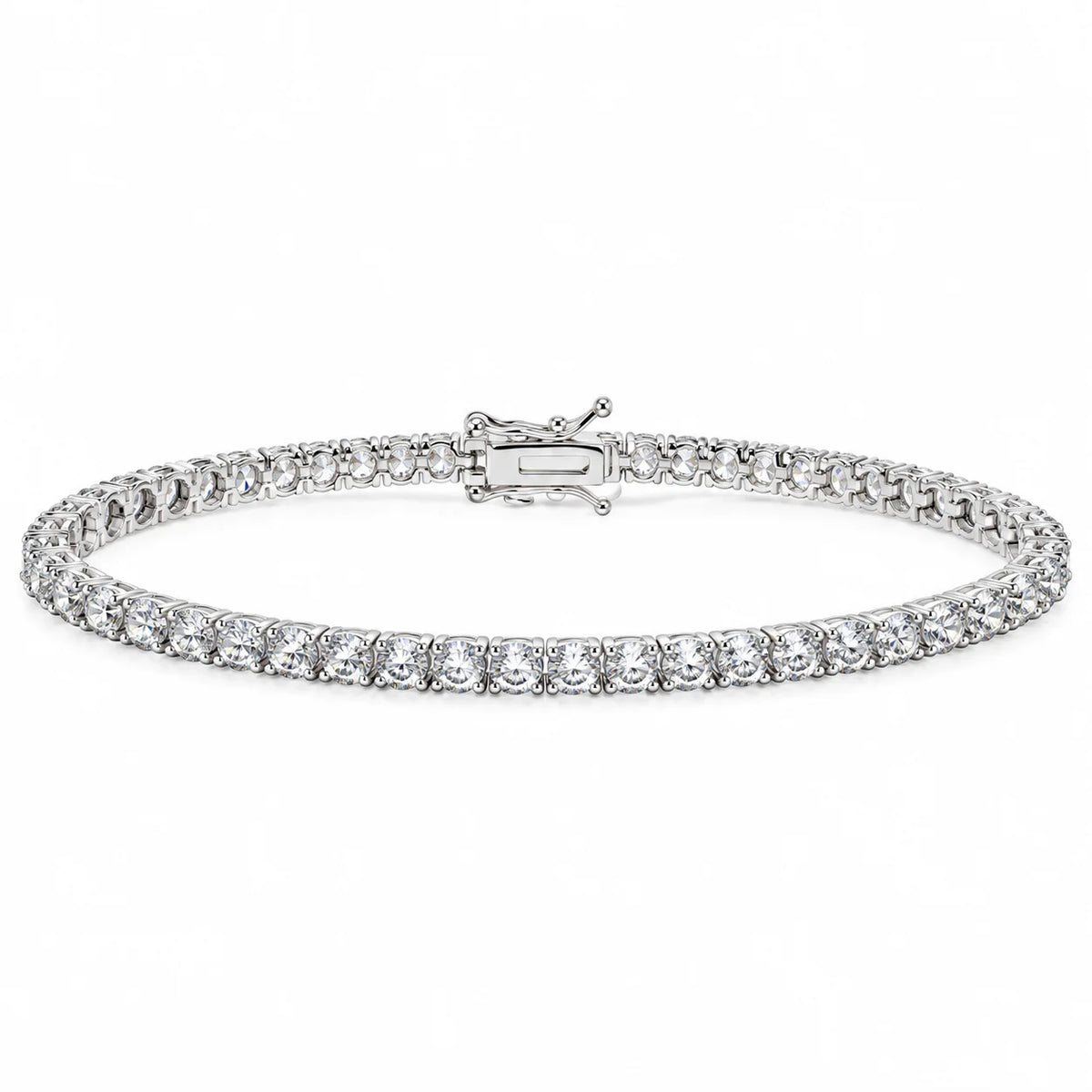 Silbernes Tennisarmband mit weißen Zirkonen