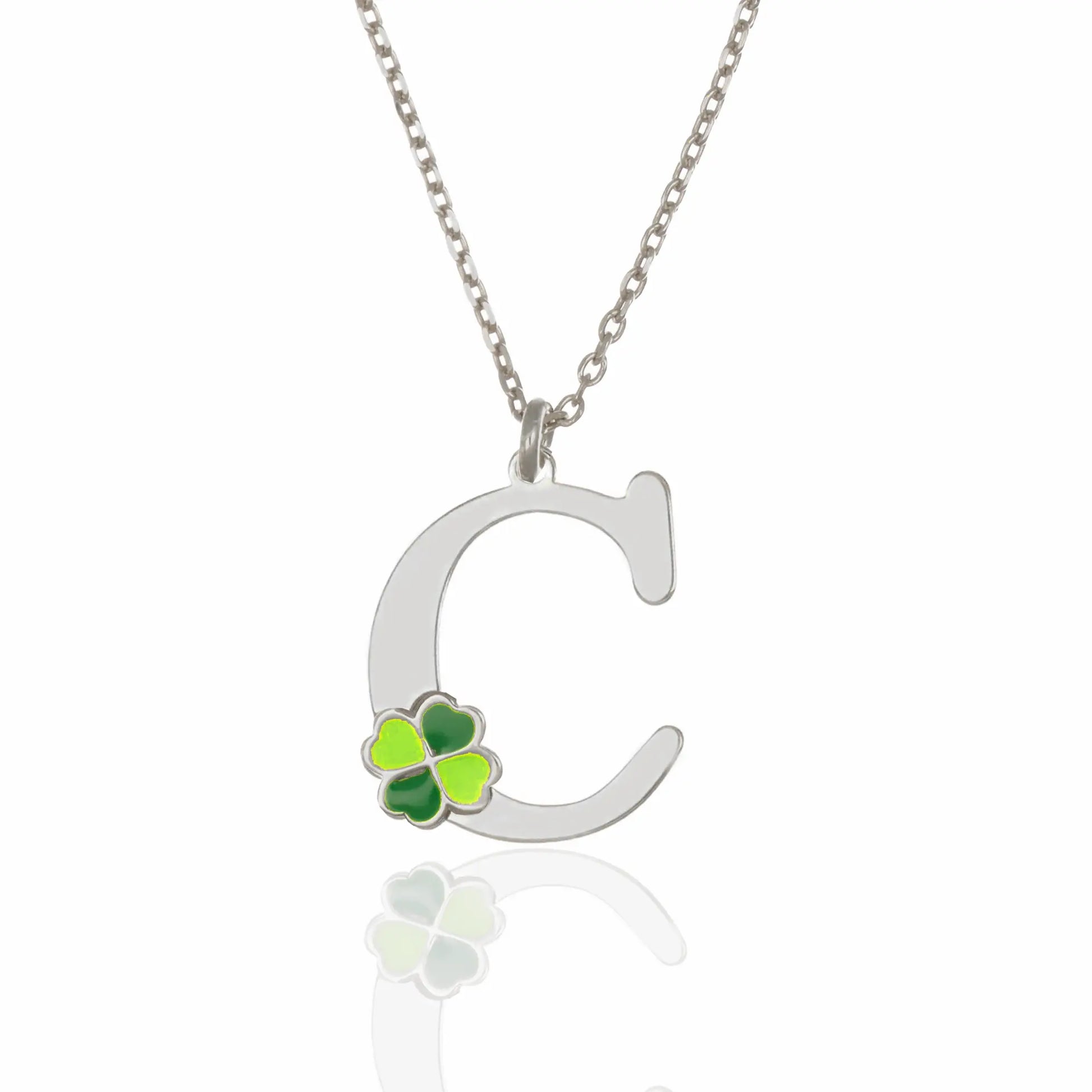 Collier Lettre et Trèfle Émaillé