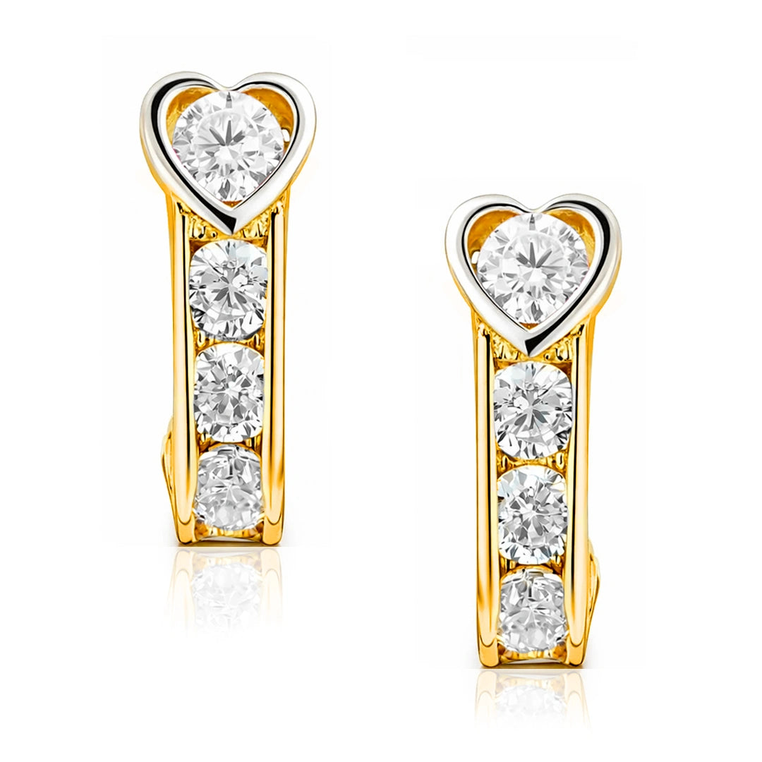 Orecchini Oro Cuore Zircone Bianco Kids Collection