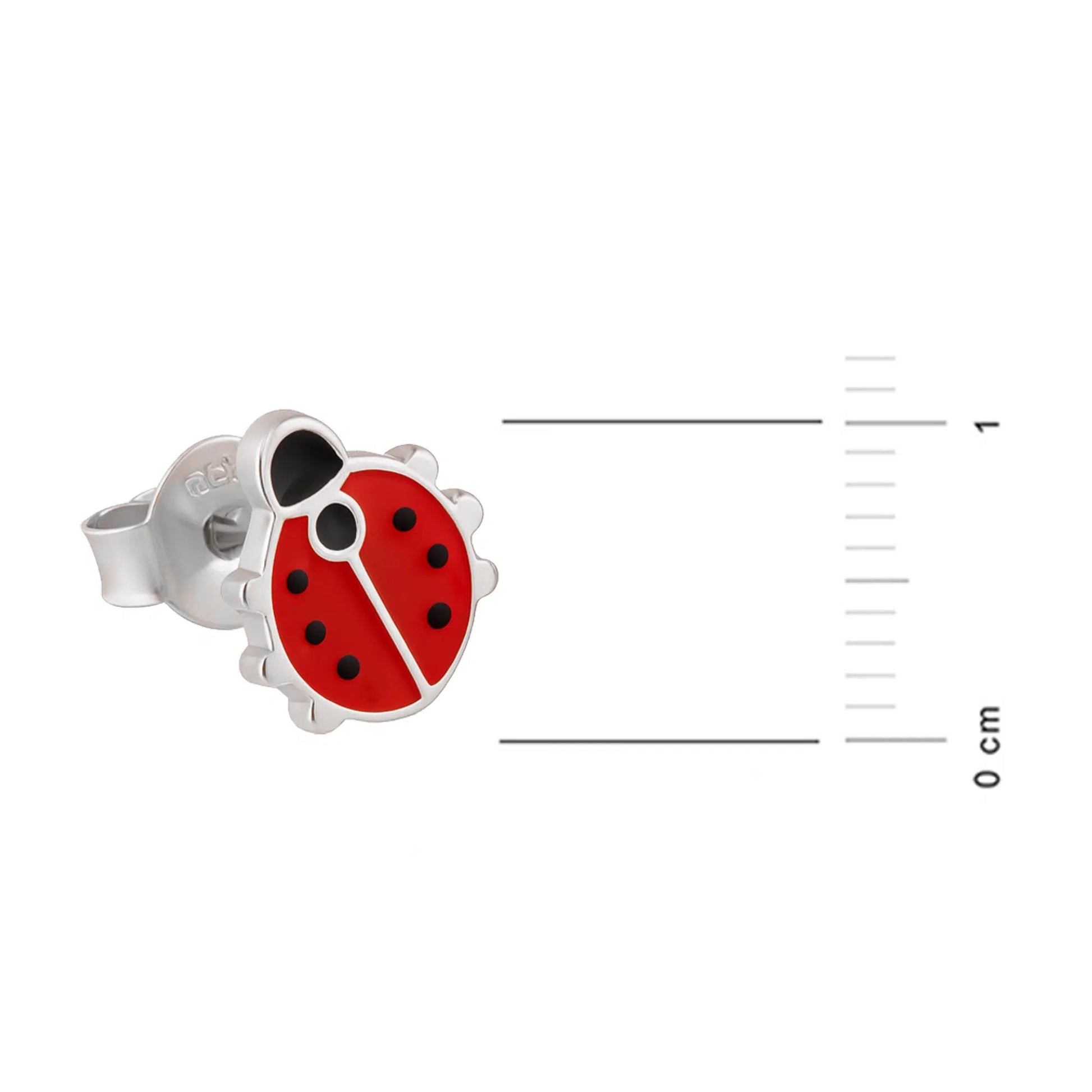 Silver Earrings with Enamelled Ladybug