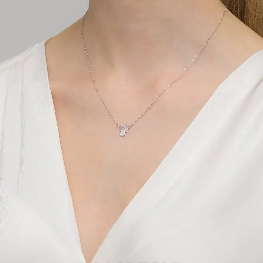 Collana in Argento con Angioletto e Zirconi