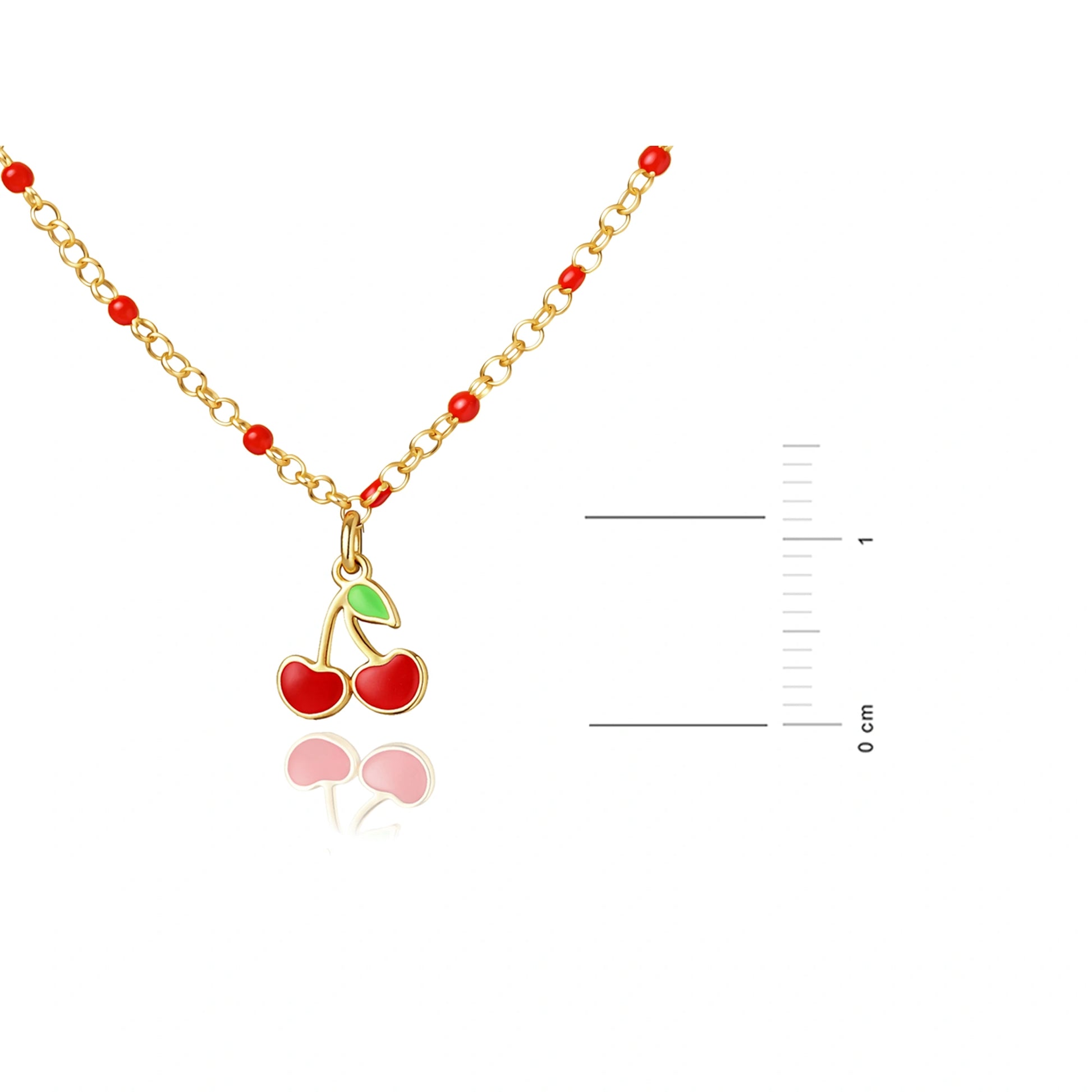 Collana in Argento con Ciliegia Smaltata e Dorata