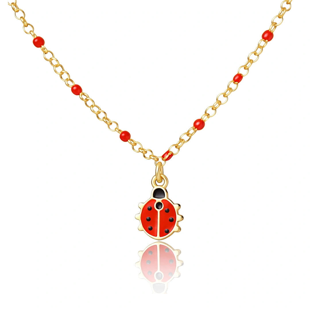 Collana in Argento con Coccinella Smaltata