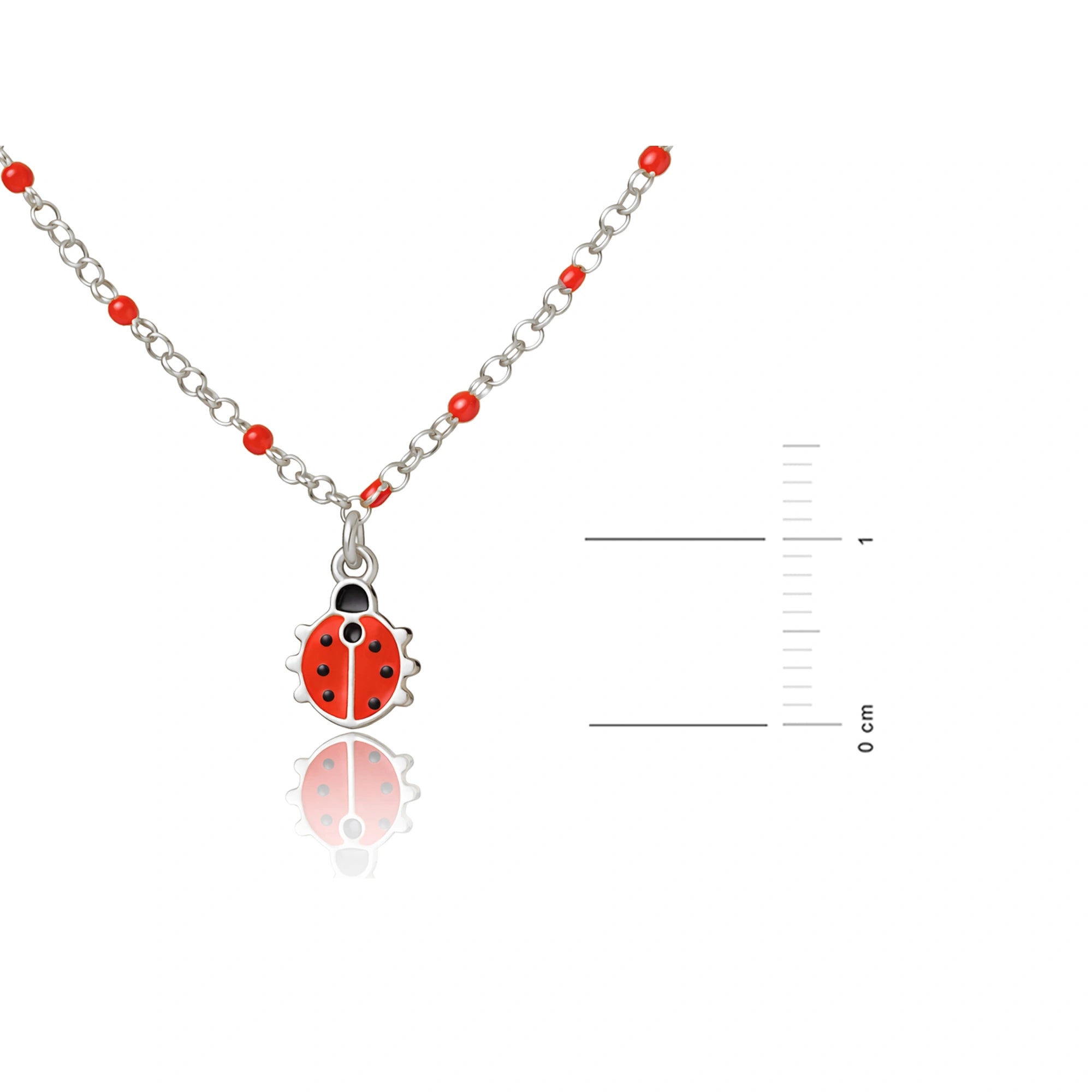 Collier en argent avec coccinelle émaillée
