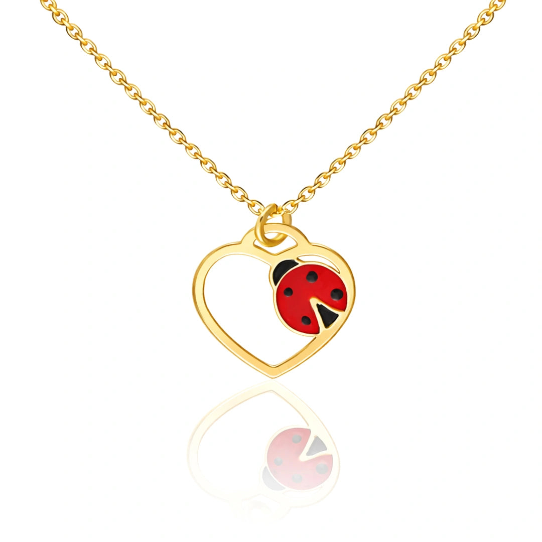 Collana con Cuore e Coccinella Dorata