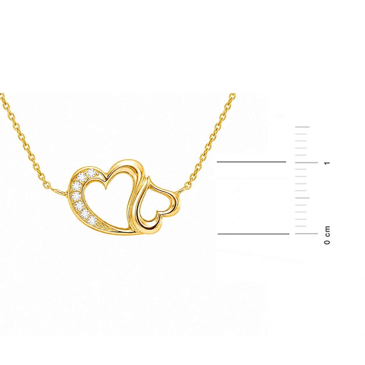 Gold Necklace with Inverted Hearts
