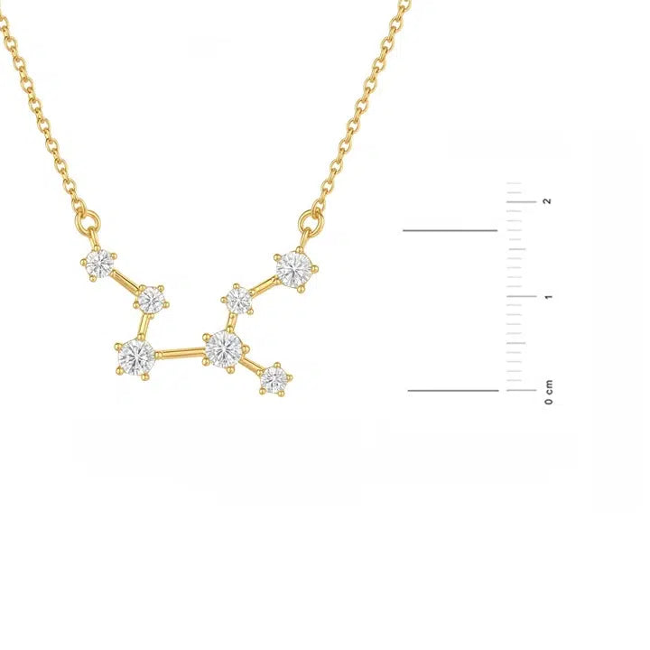 Goldfarbene Sternbild-Halskette mit Zirkonia