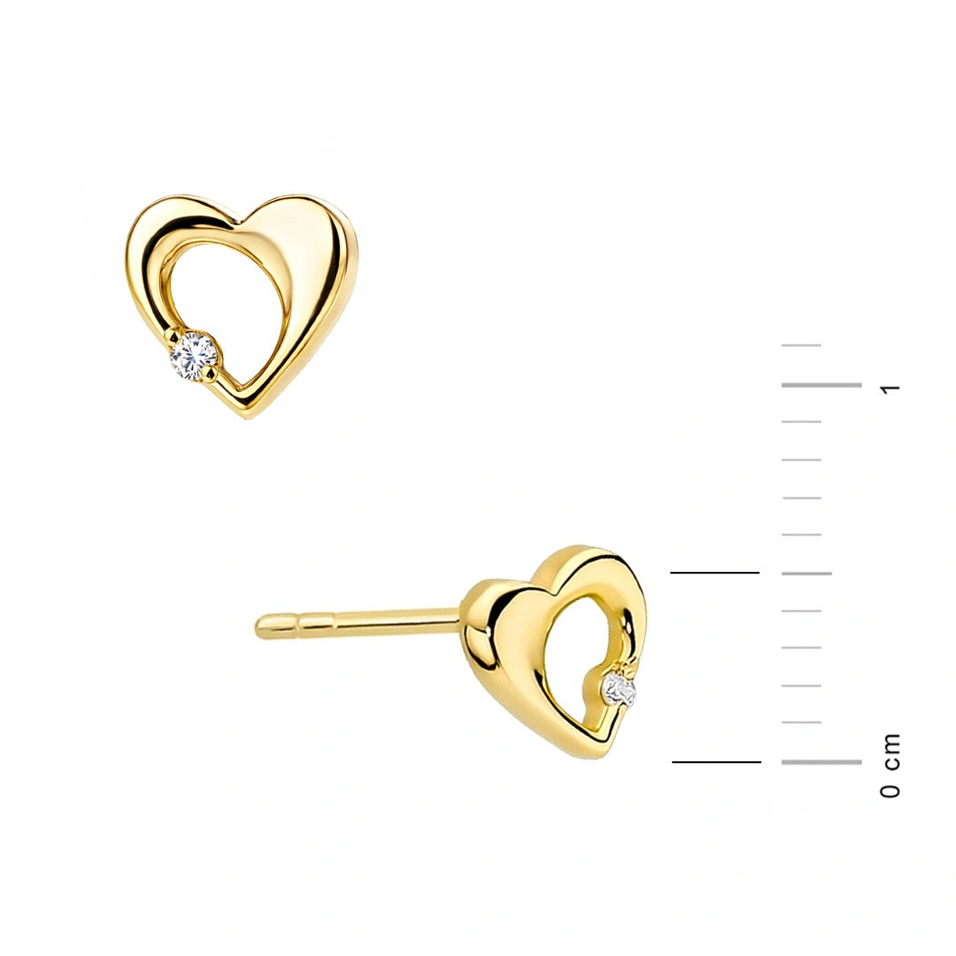 Orecchini in Oro con Cuore e Zircone sul Bordo Kids Collection