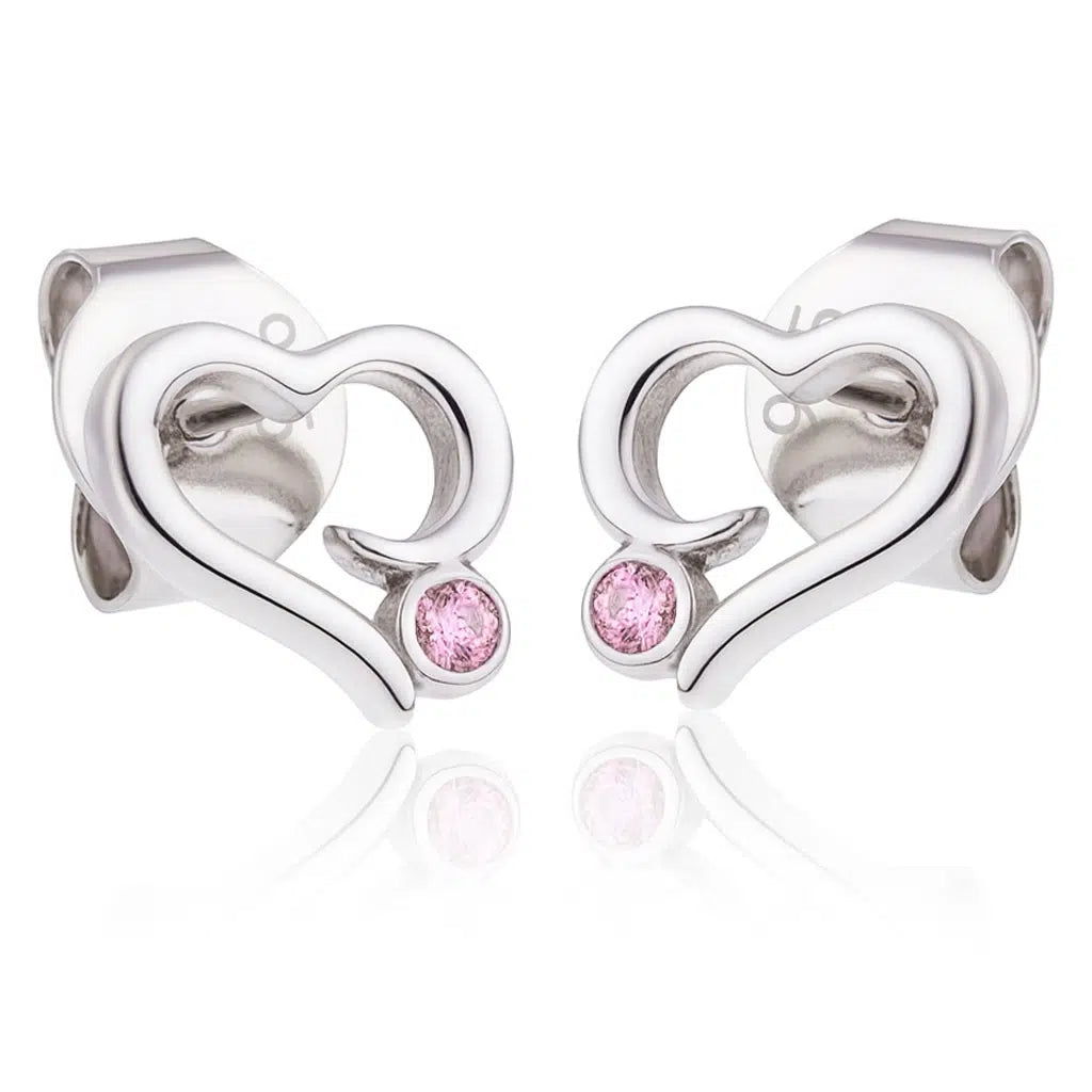 Boucles d'oreilles avec cœur et zircon rose