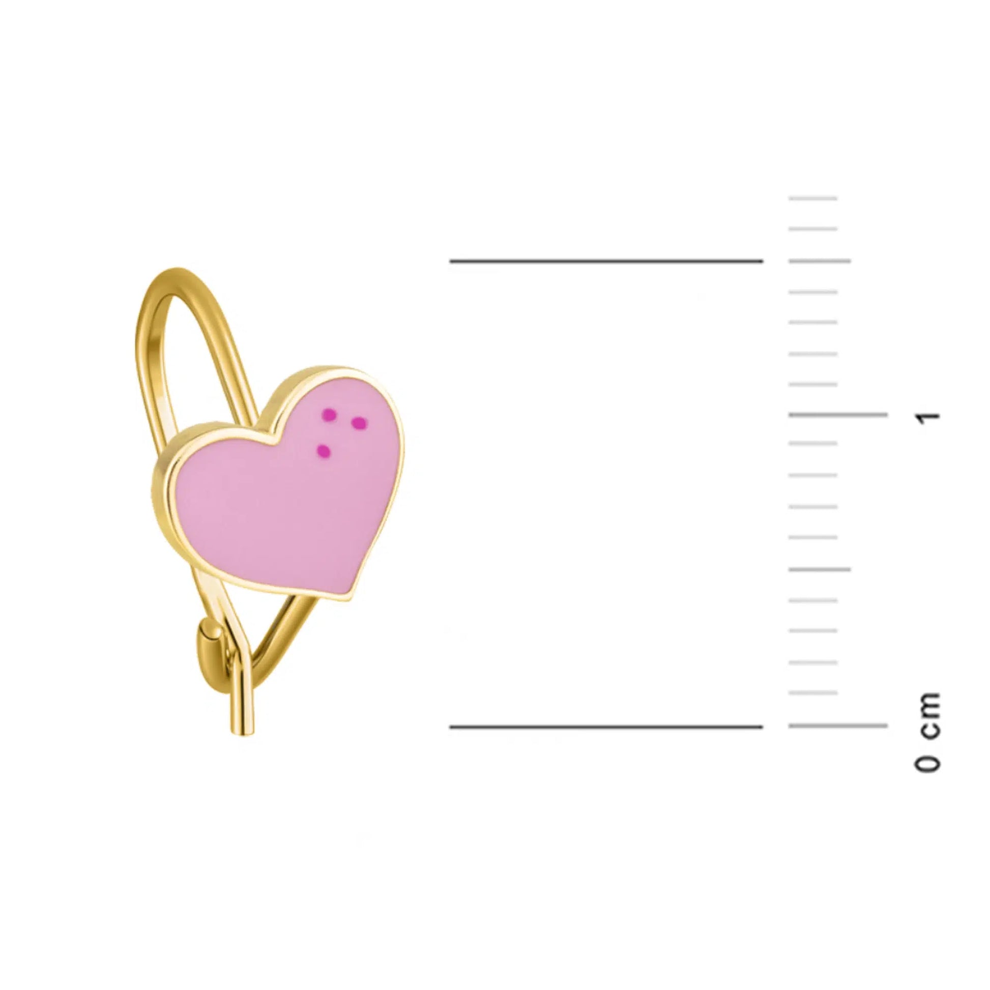 Orecchini a Campanella in Argento con Cuore Smaltato Rosa e Dorato