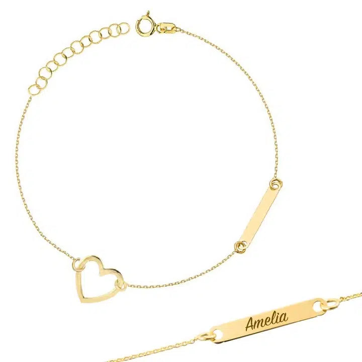 Bracciale in Oro da Donna  Cuore e Piastrina
