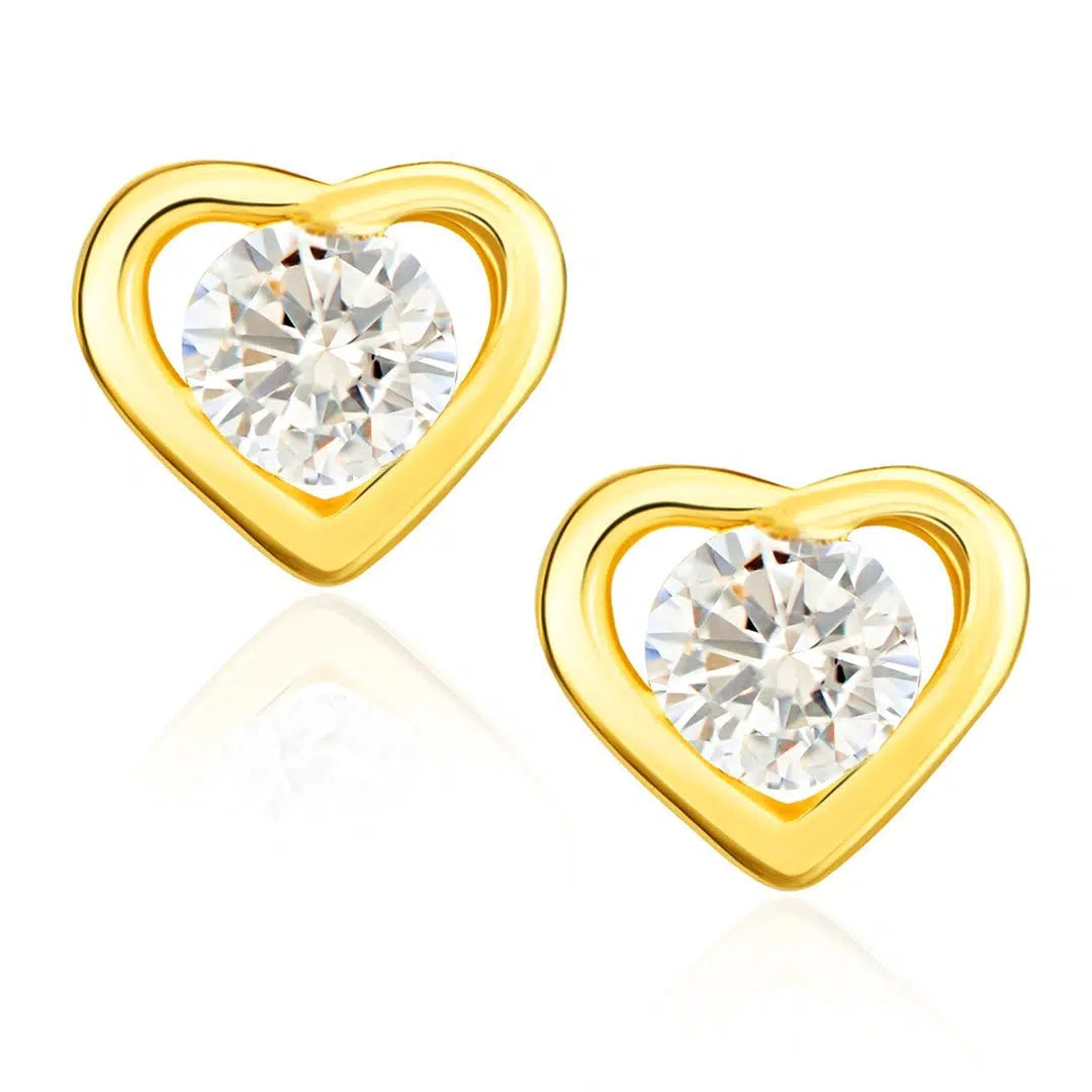 Orecchini in Oro con Cuore e Zirconi Bianchi Kids Collection