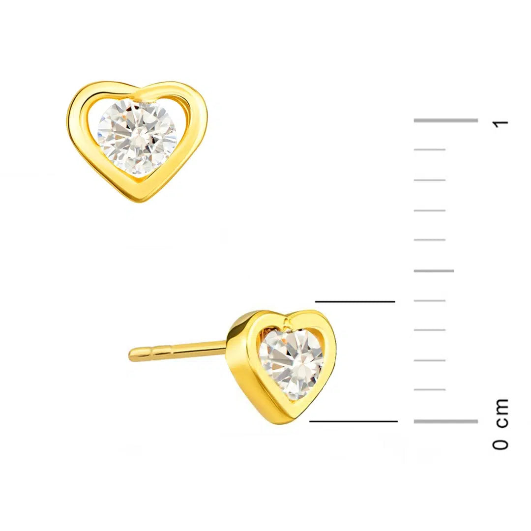 Orecchini in Oro con Cuore e Zirconi Bianchi Kids Collection