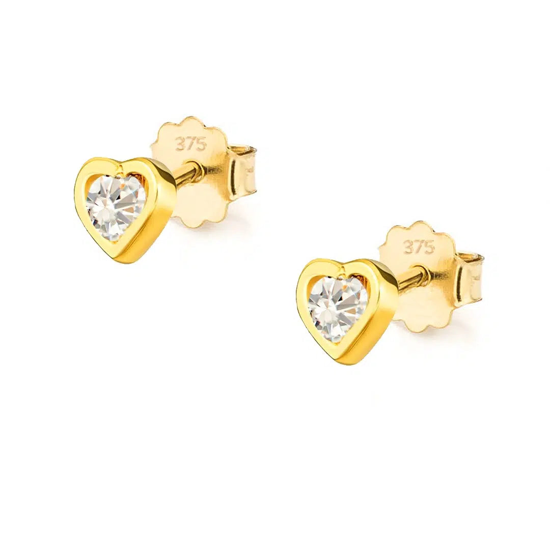 Orecchini in Oro con Cuore e Zirconi Bianchi Kids Collection