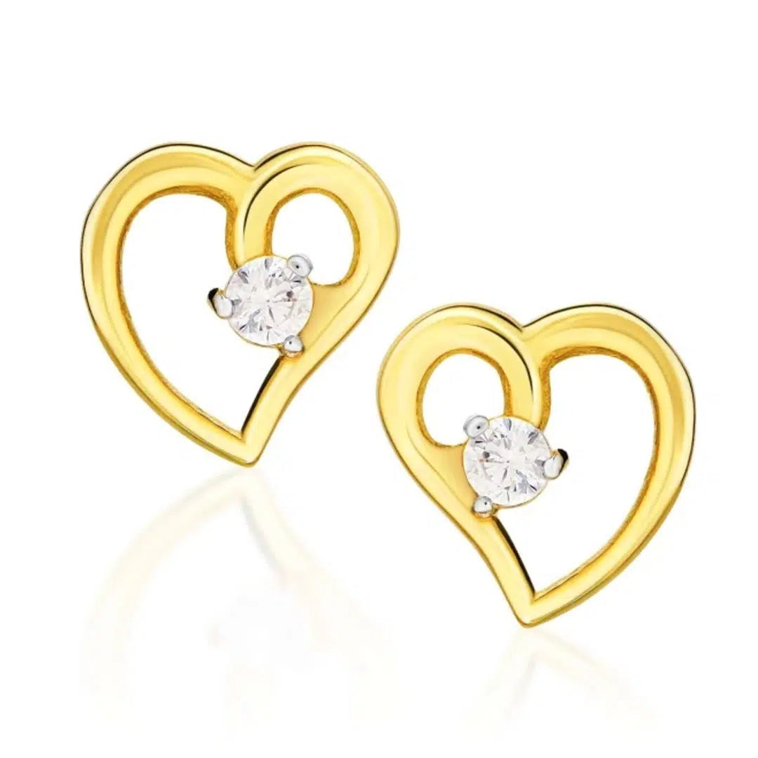 Orecchini in Oro con Cuoricino e Punto Luce