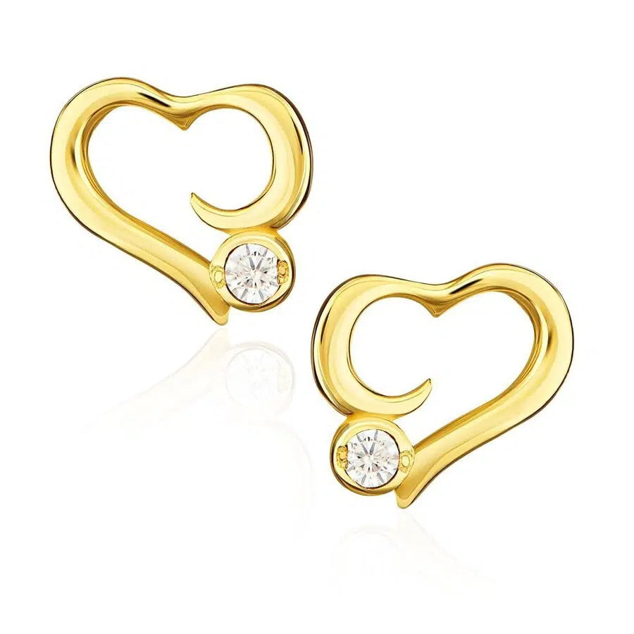 Boucles d'Oreilles en Or avec Cœur et Point de Lumière Collection Enfants