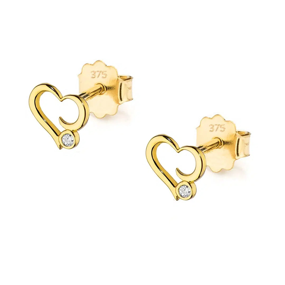 Boucles d'Oreilles en Or avec Cœur et Point de Lumière Collection Enfants
