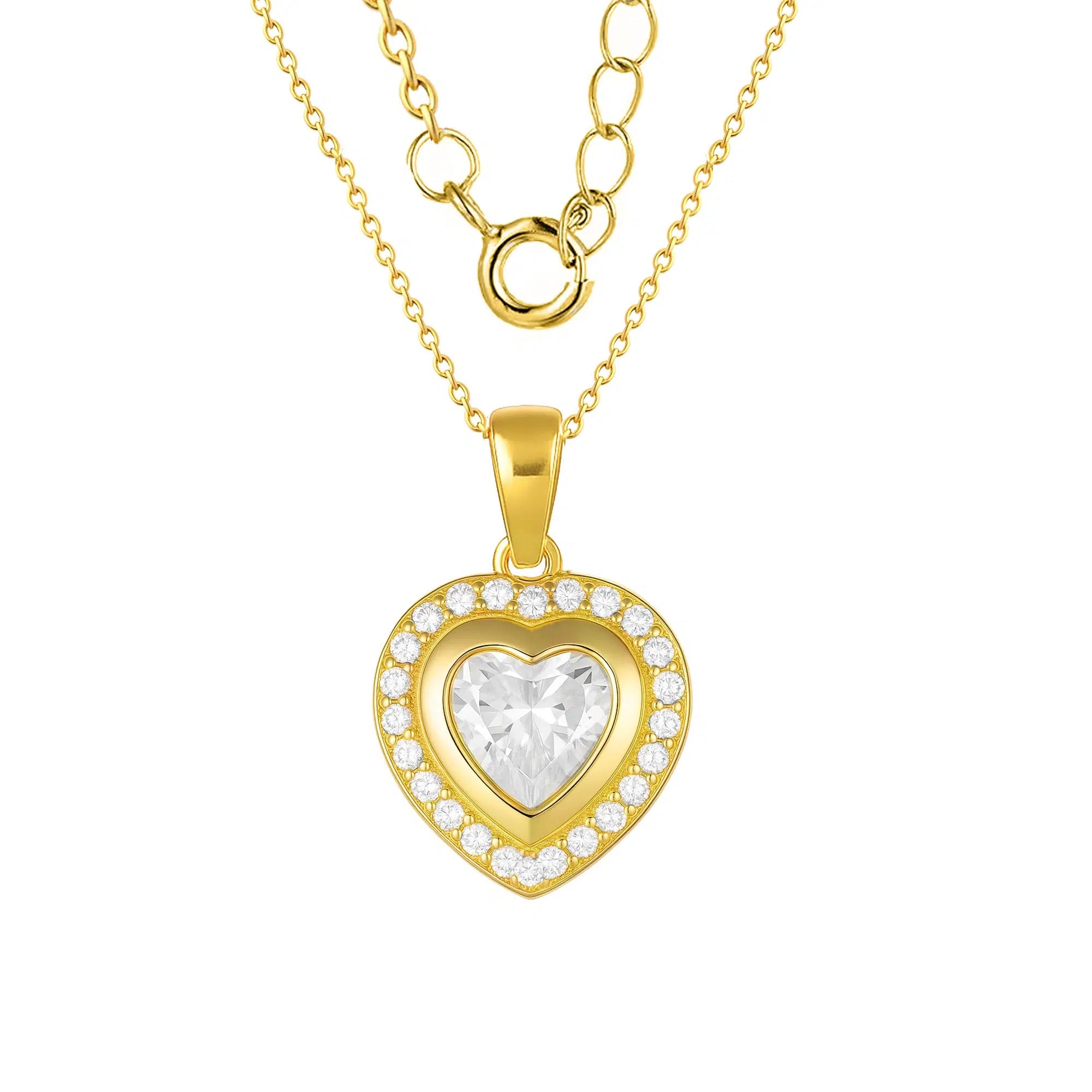 Collana in Argento con Pendente a Cuore Pavè