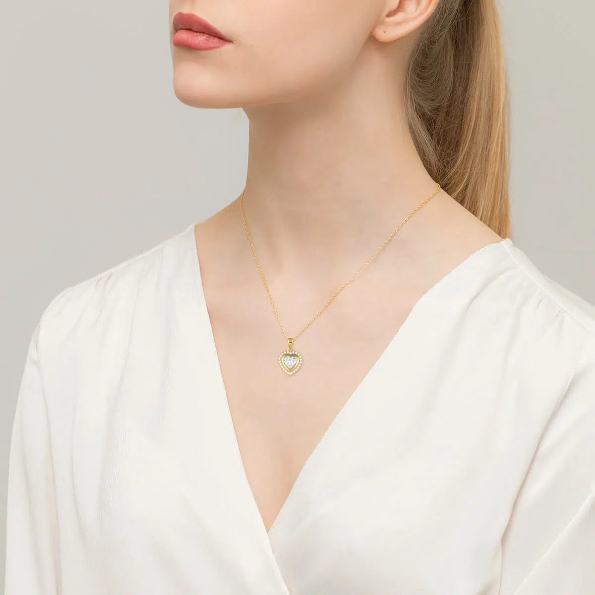 Silberkette mit Pavé-Herzanhänger