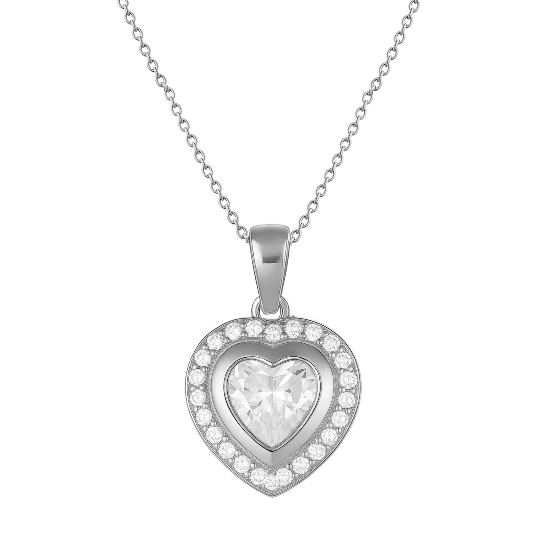 Silberkette mit Pavé-Herzanhänger