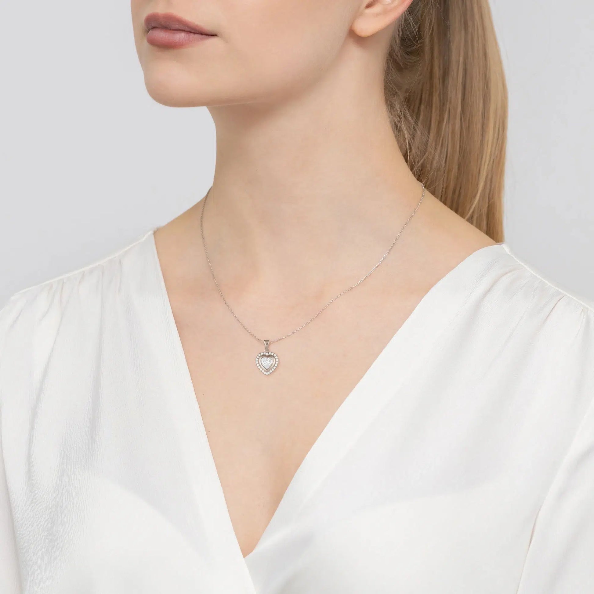 Silberkette mit Pavé-Herzanhänger