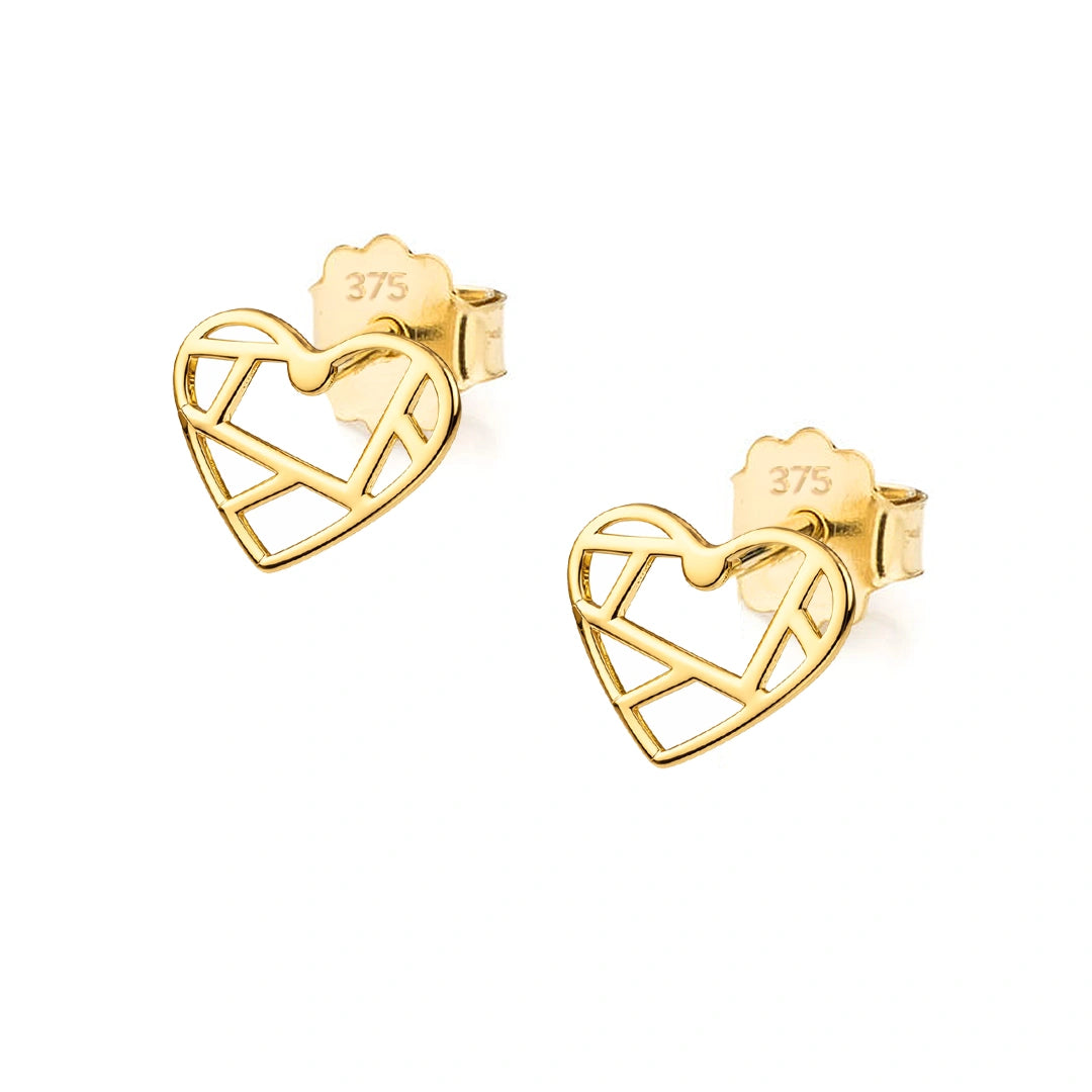 Boucles d'oreilles en Or avec Cœur Facetté