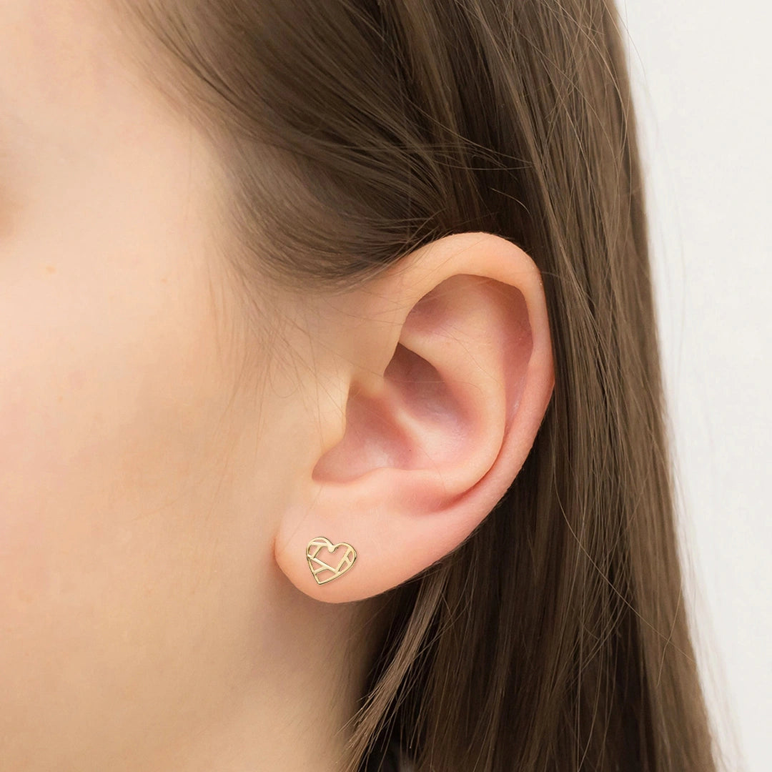 Boucles d'oreilles en Or avec Cœur Facetté