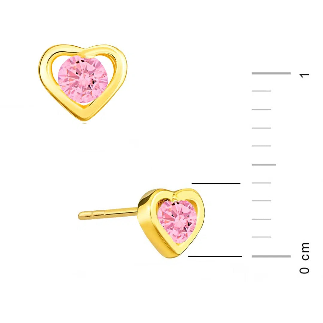 Orecchini in Oro con Cuore e Zirconi Rosa Kids Collection