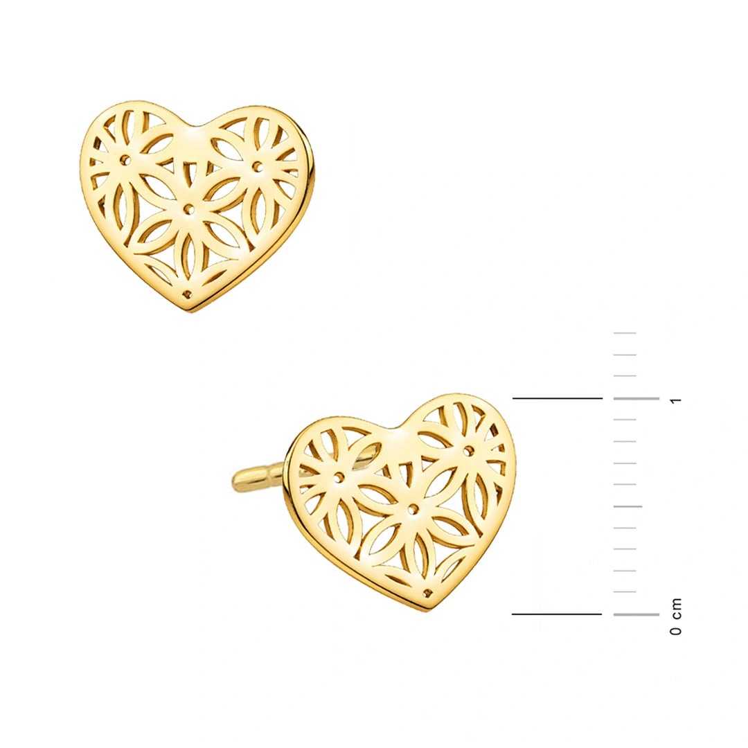 Orecchini in Oro con Cuori Fioriti
