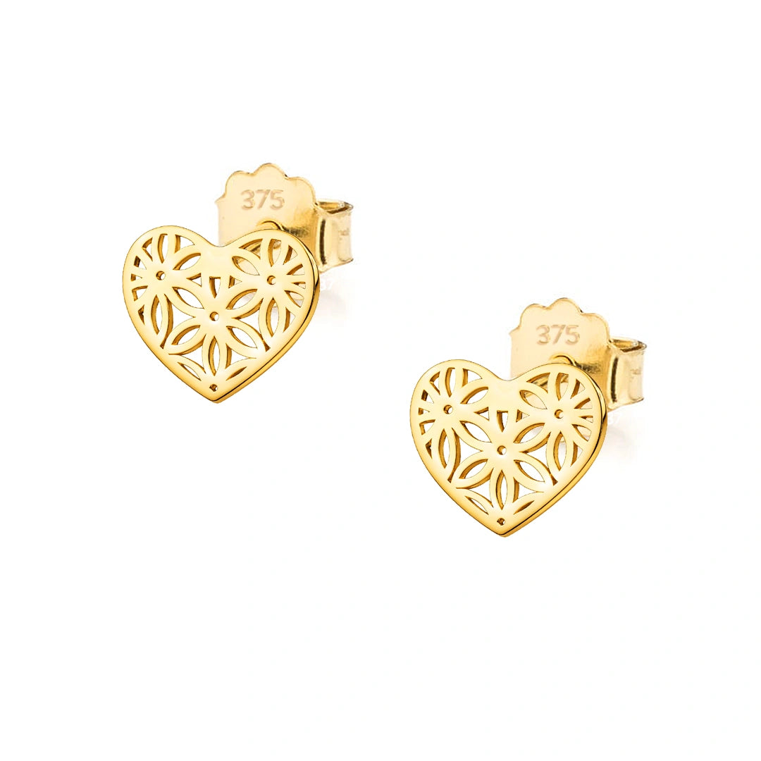 Orecchini in Oro con Cuori Fioriti
