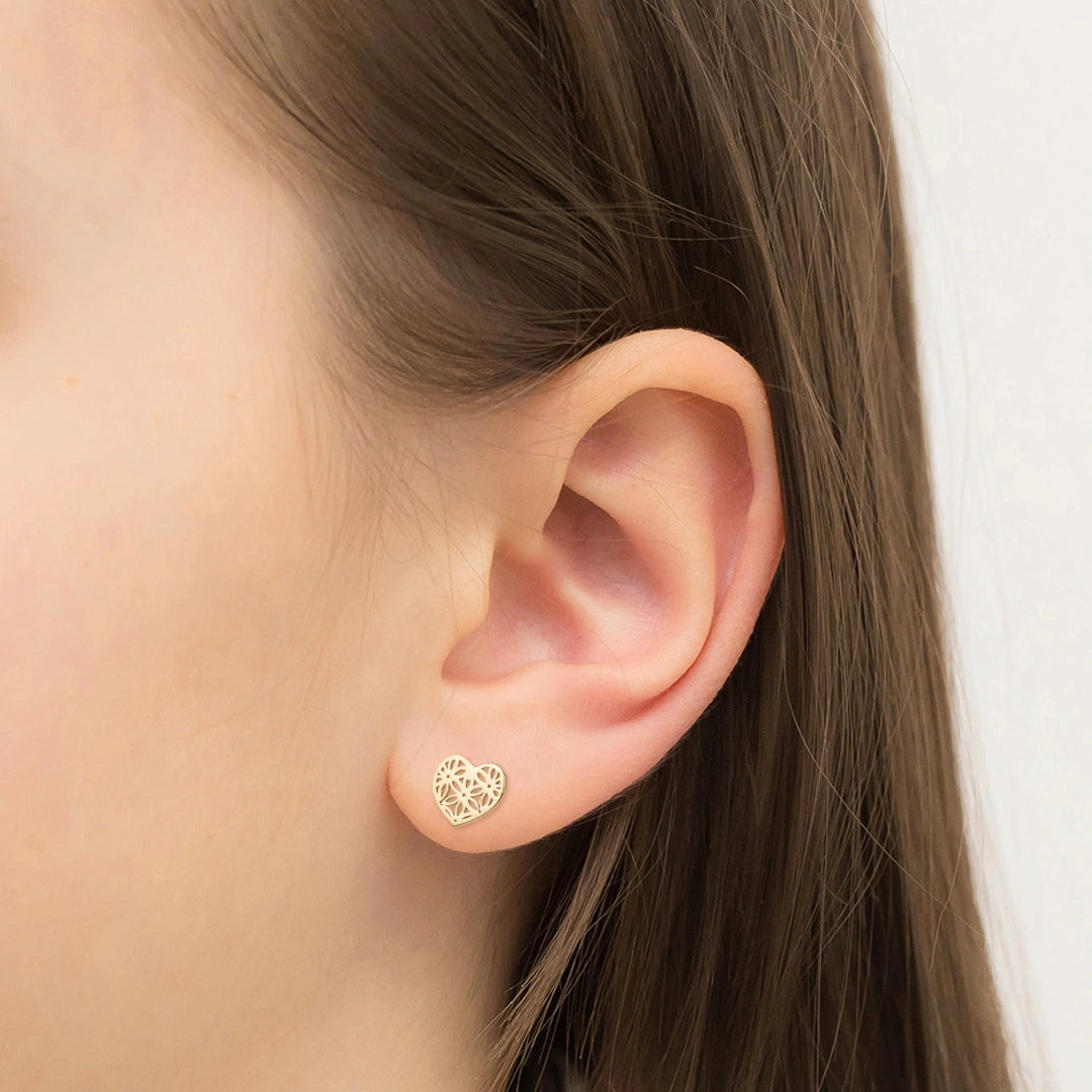 Boucles d'oreilles en Or avec Cœur Facetté