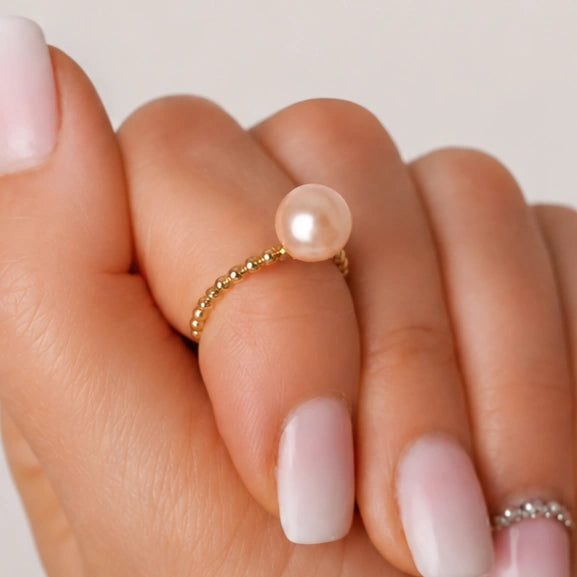 Anello Ariel in Oro con Perla Rosa
