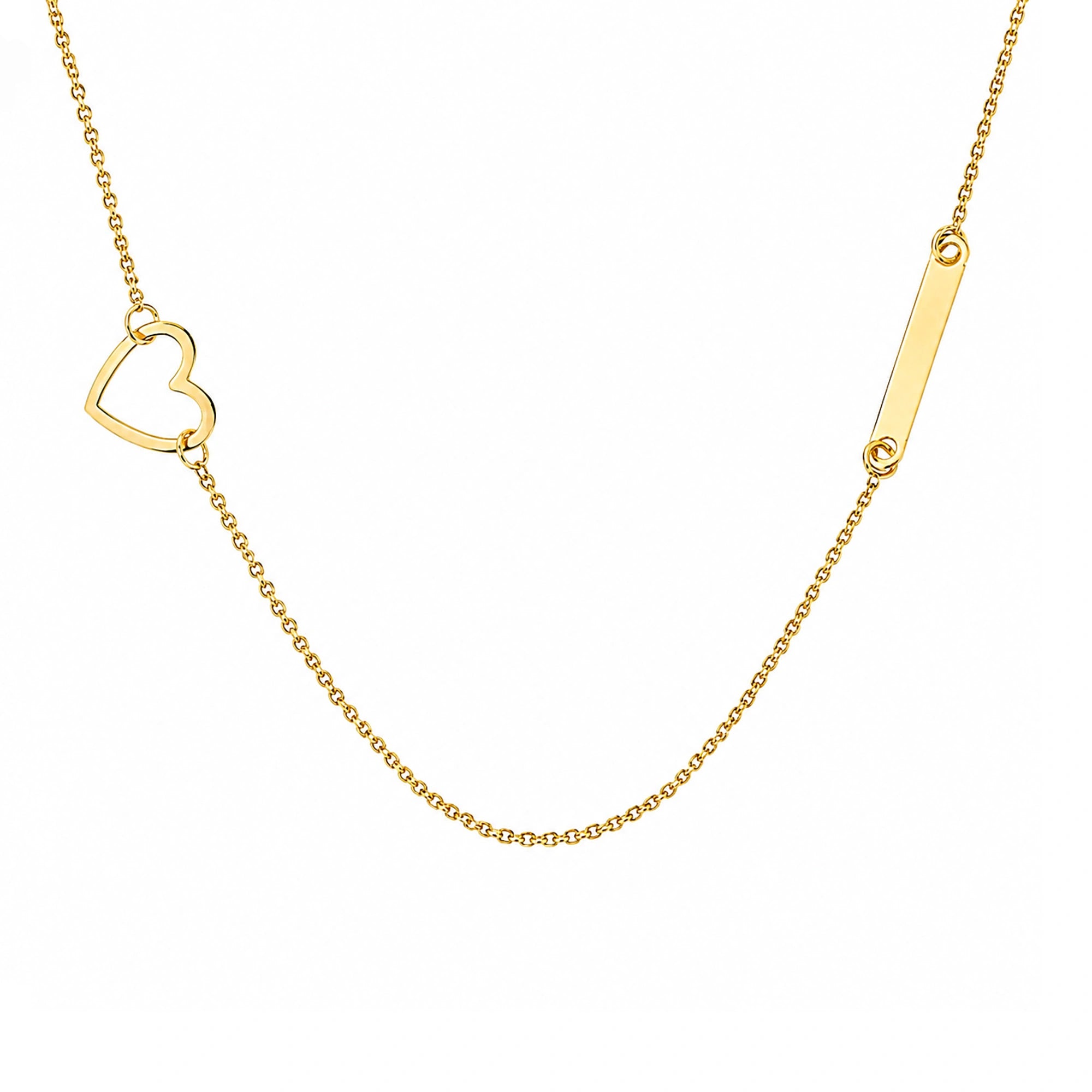 Halskette in Gold Herz und Plakette