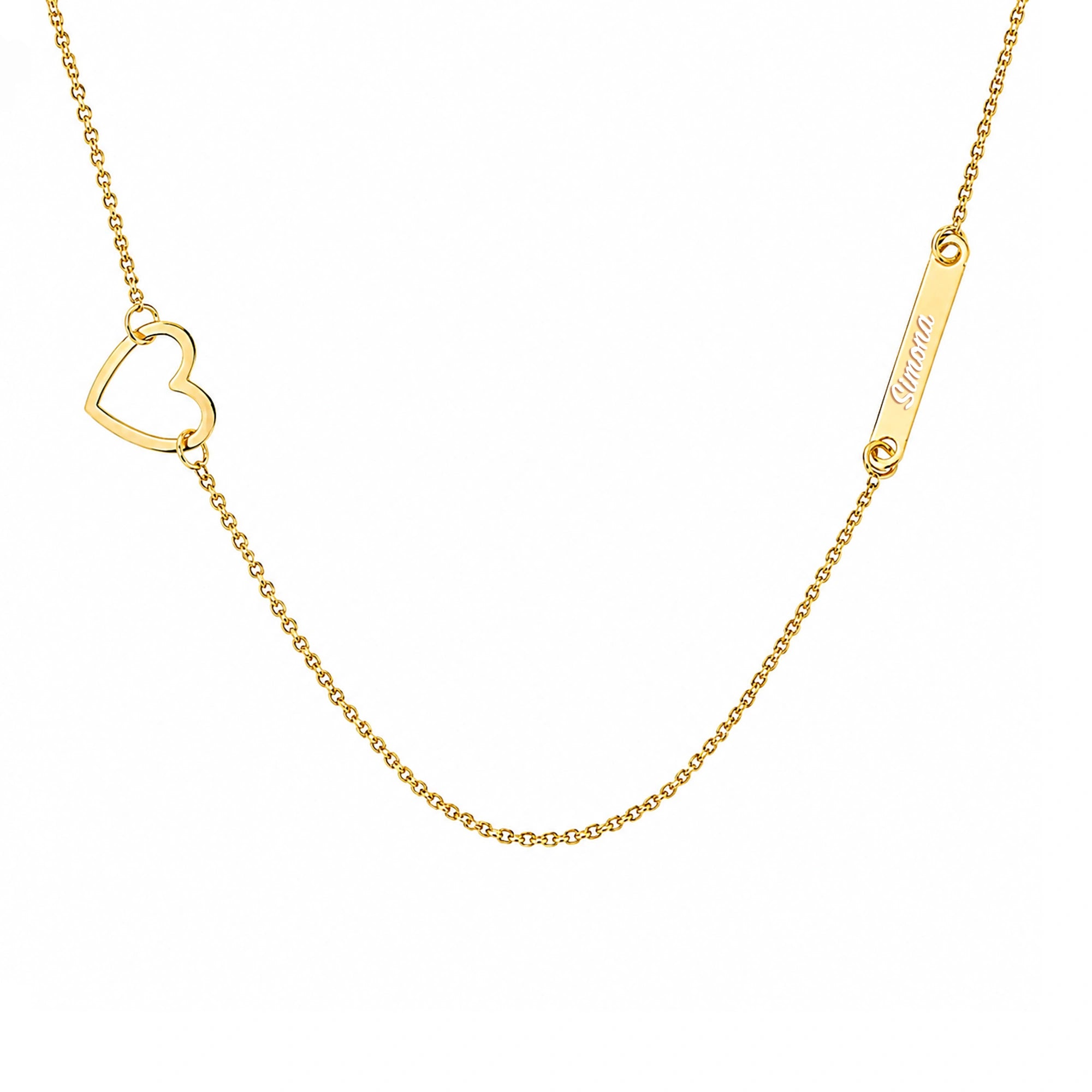 Halskette in Gold Herz und Plakette