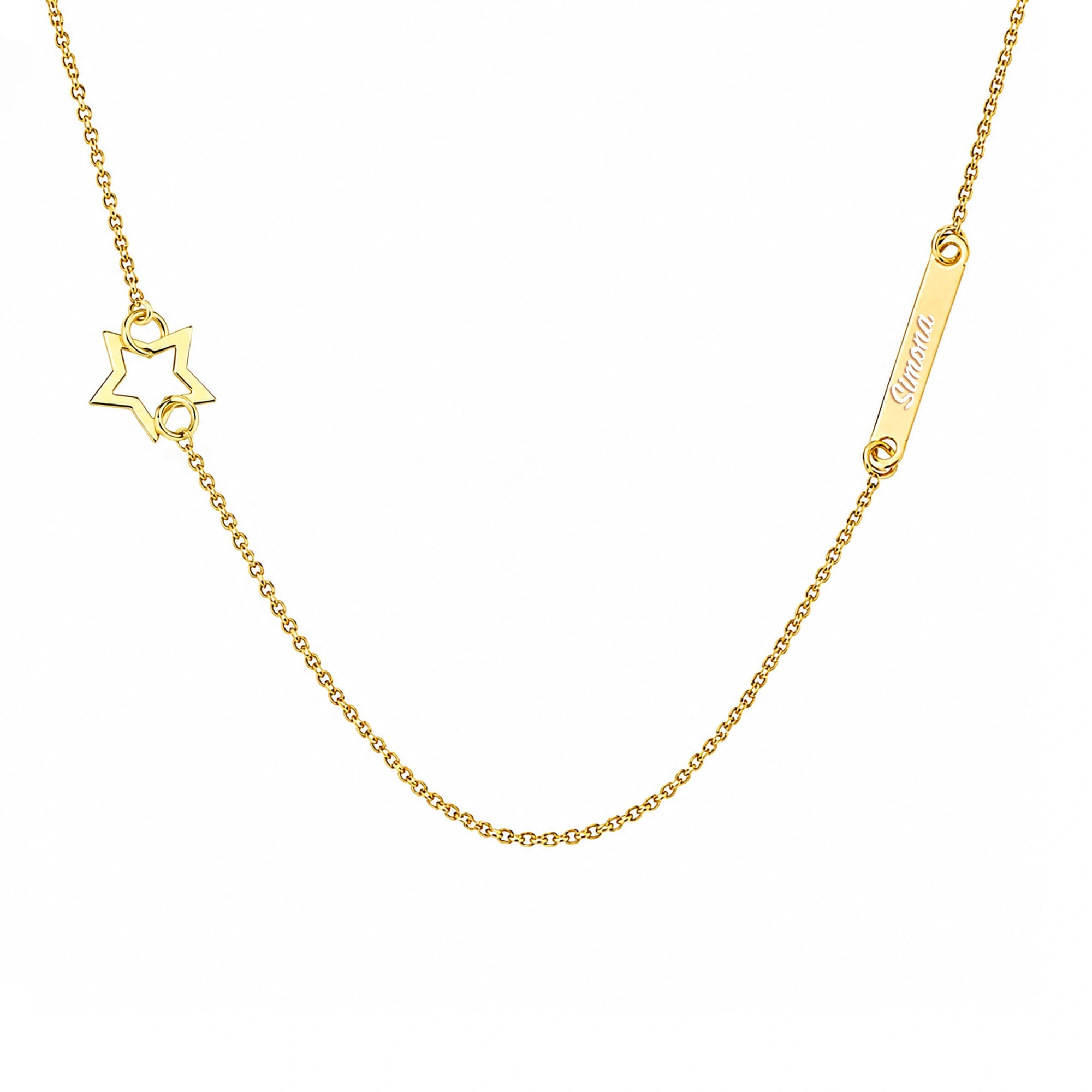 Halskette in Gold Stern und Plakette