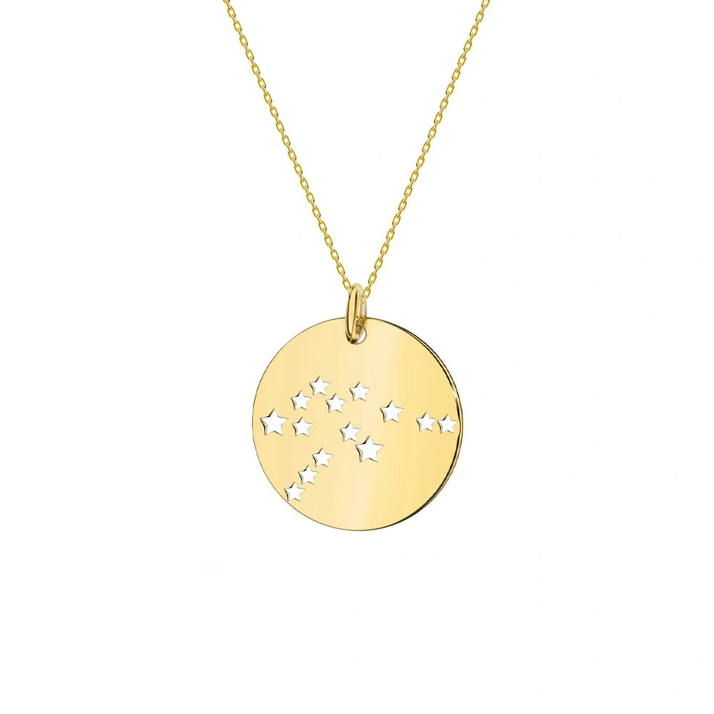 Halskette in Gold mit Sternbild-Medaille