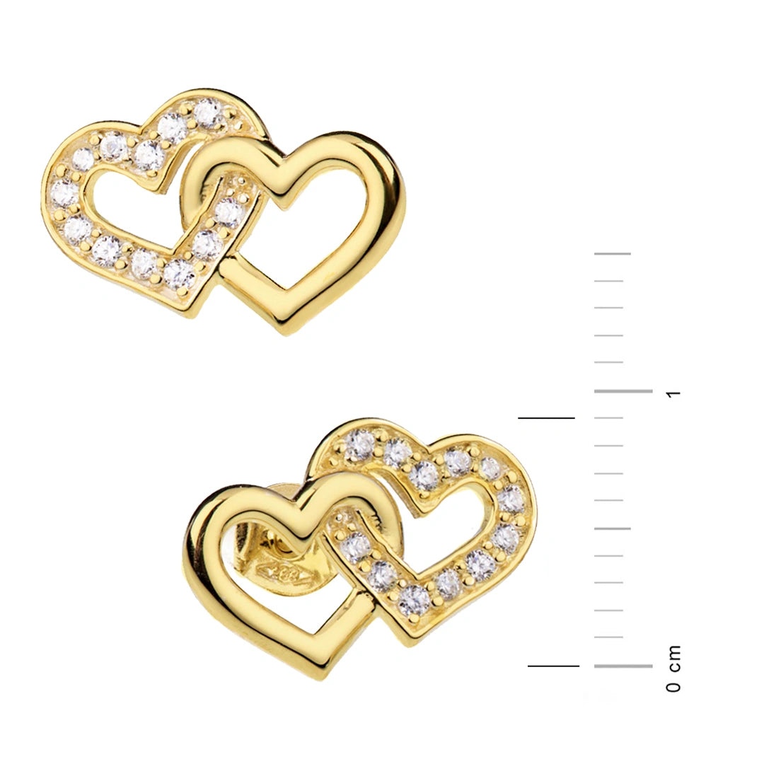 Orecchini in Oro con Cuori Strass
