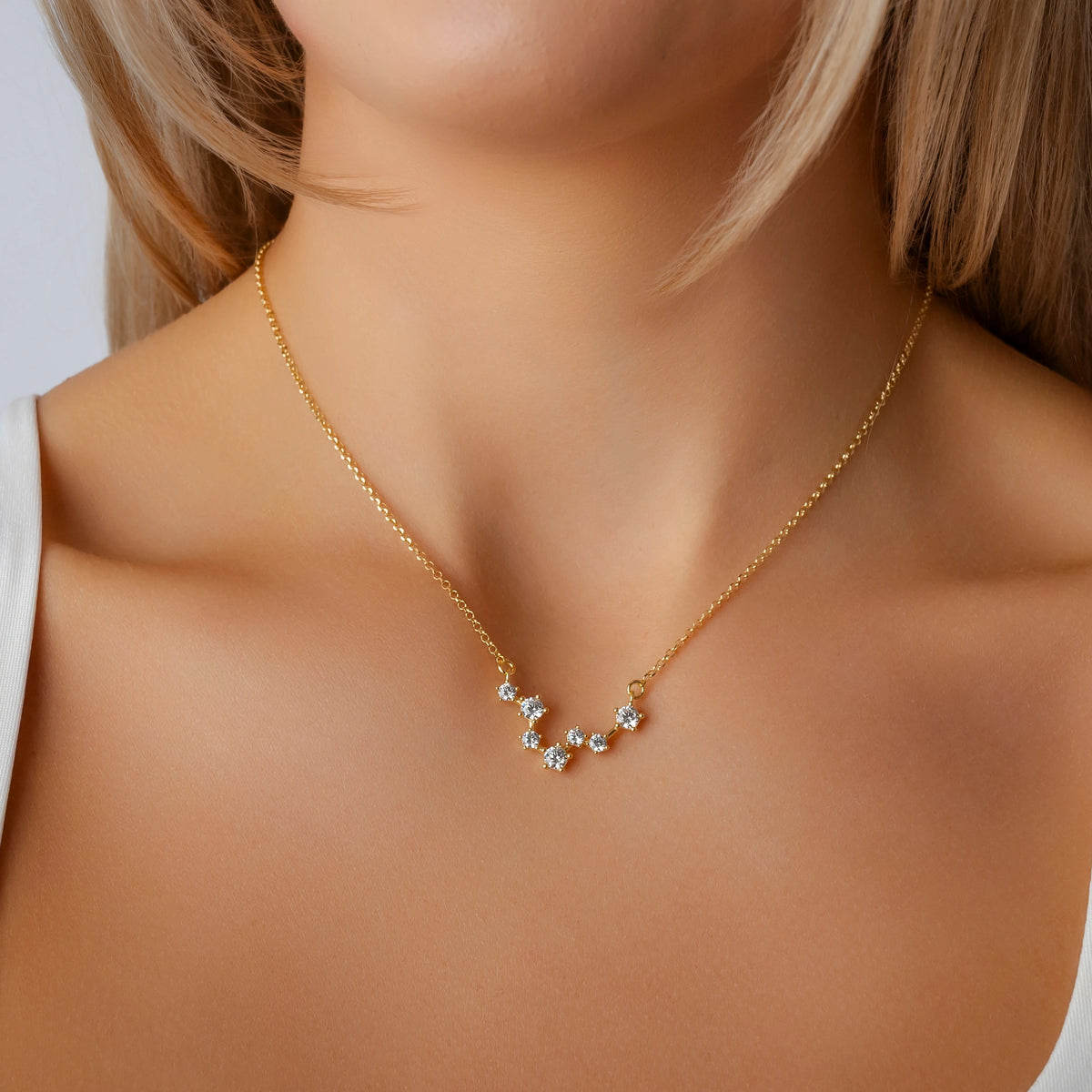 Collier Constellation Dorée avec Zircones