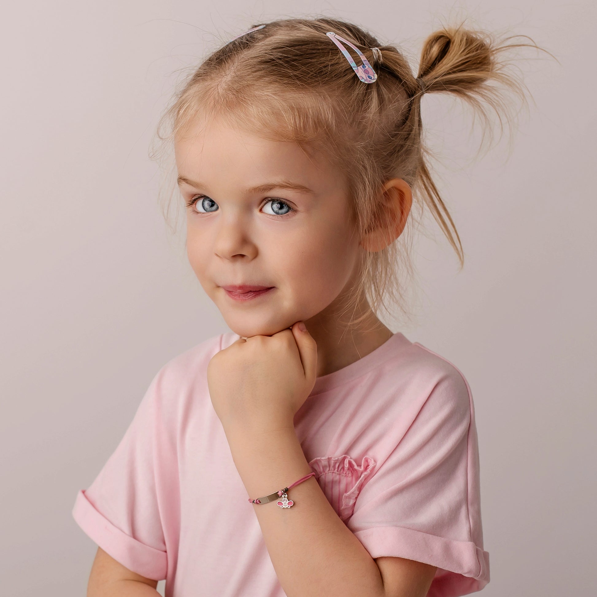 Bracciale Argento Bimba Cordoncino Rosa Ape