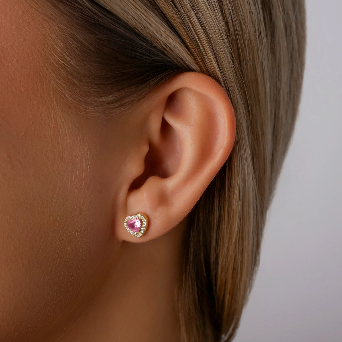 Silberset mit rosa Herz und Zirkonia-Pavé
