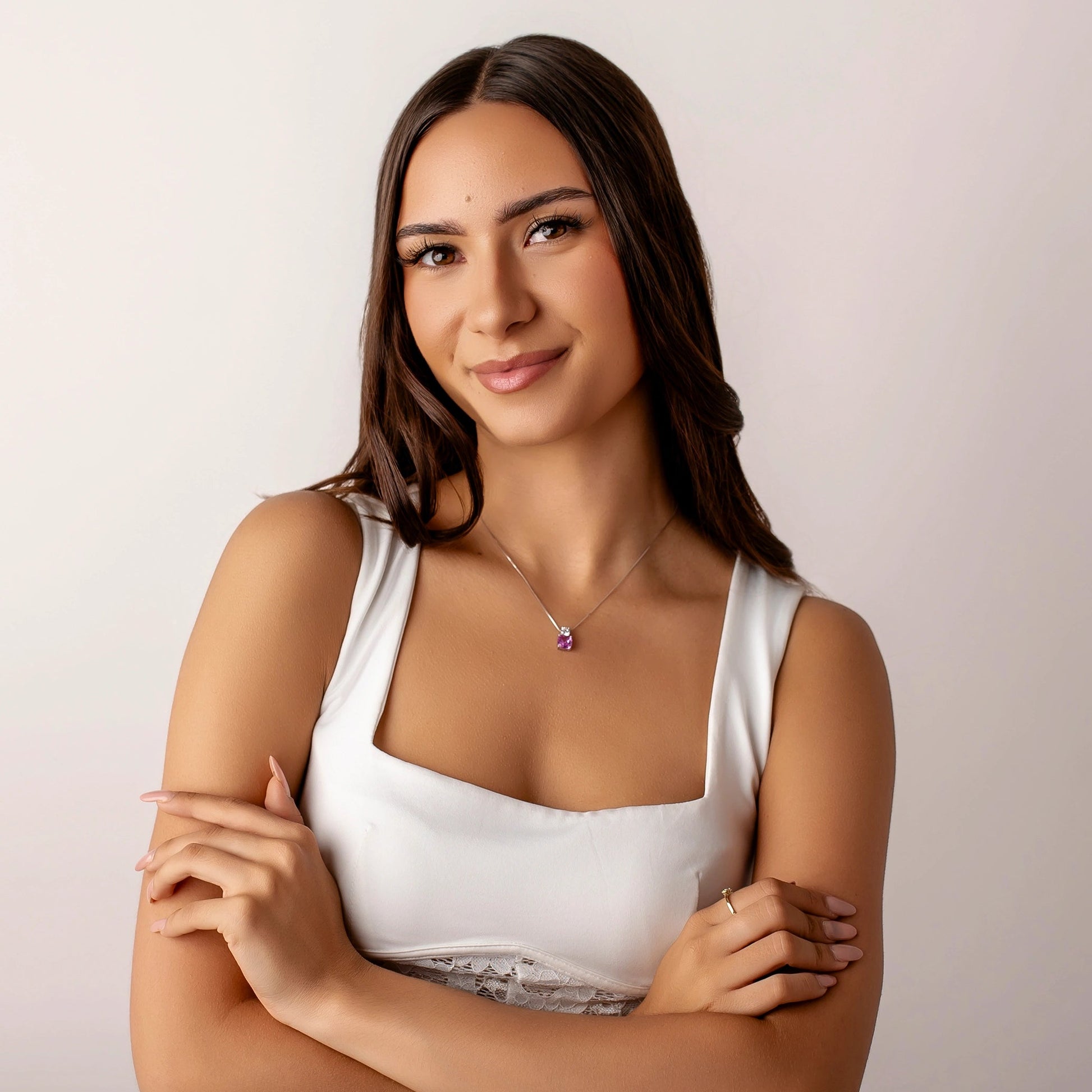 Collier avec Pierre Fuchsia et Point de Lumière