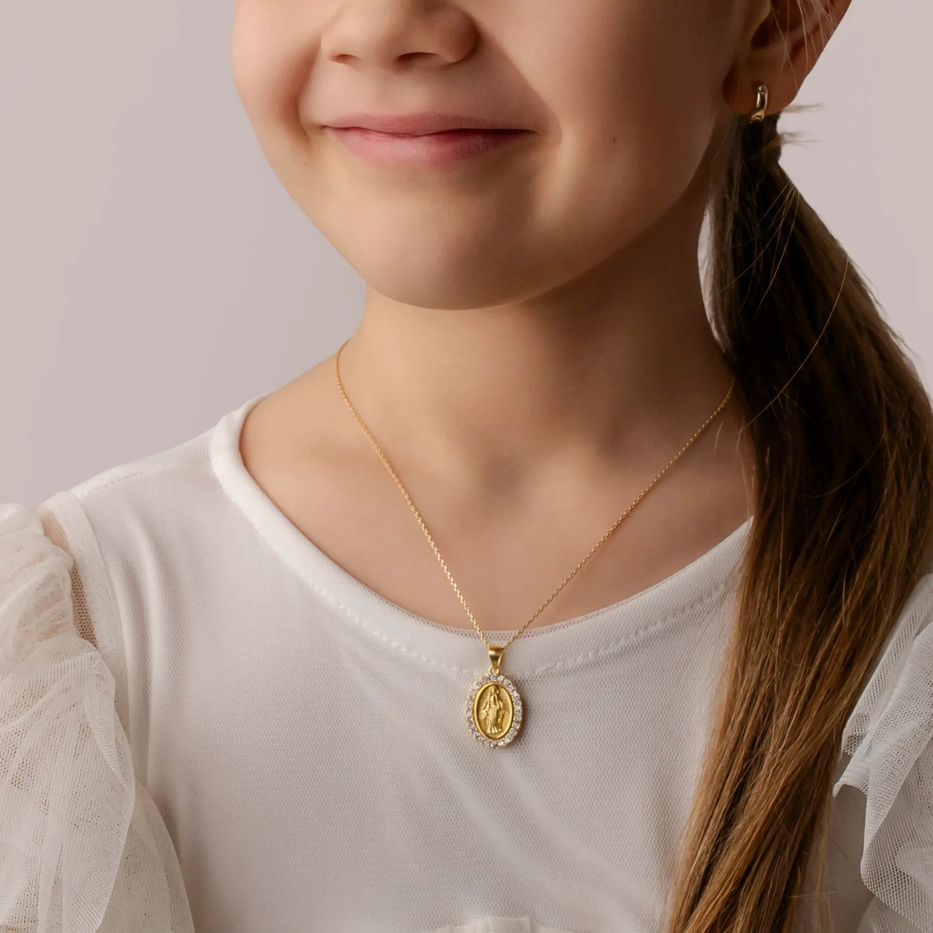 Collana Argento Madonna Miracolosa con Zirconi