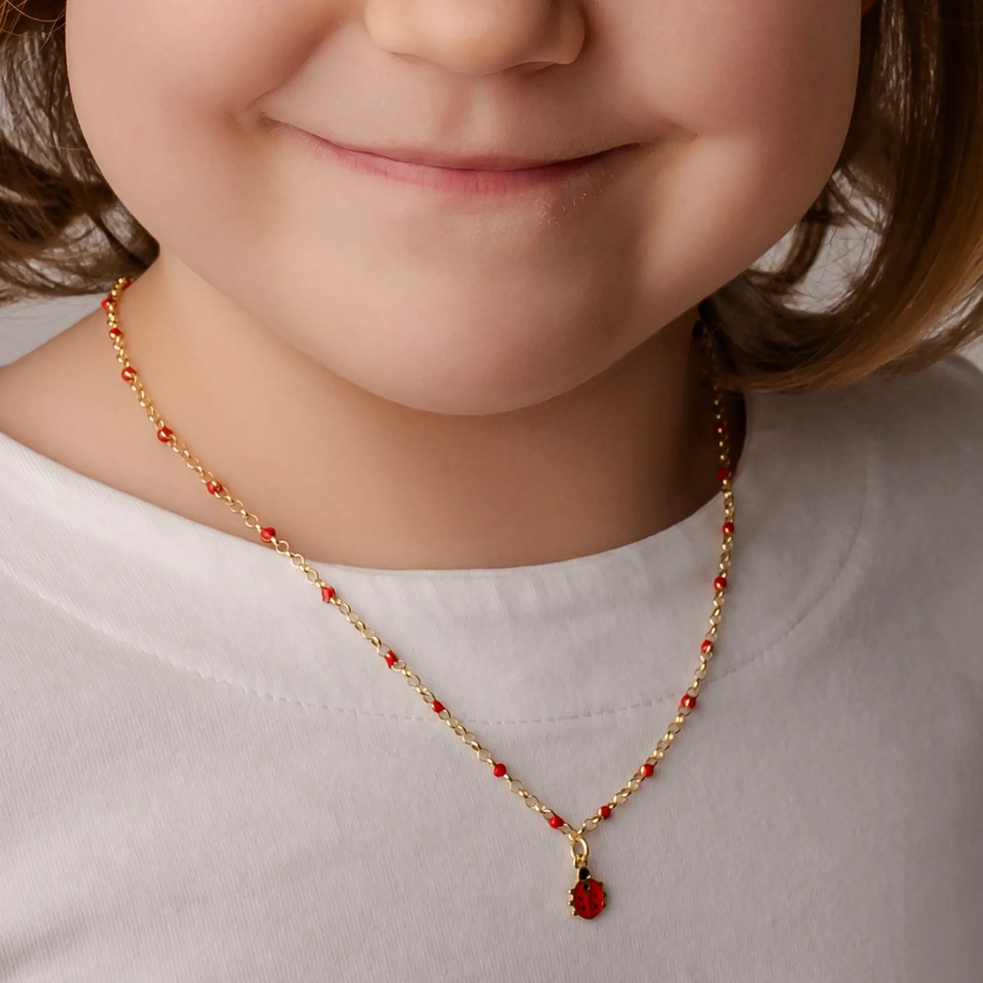 Collana in Argento con Coccinella Smaltata